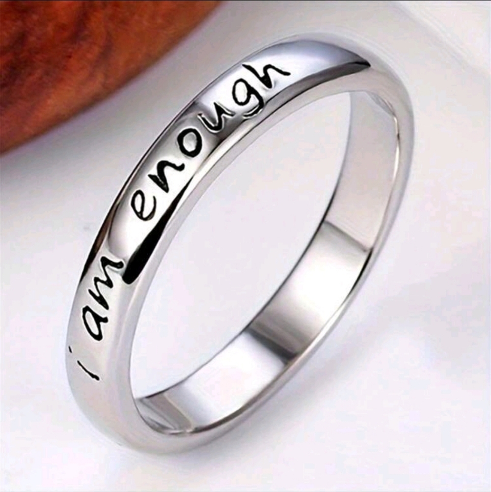 Sterling Silver Inspirational "I Am Enough" Women's Ring Size 7, 8, 10